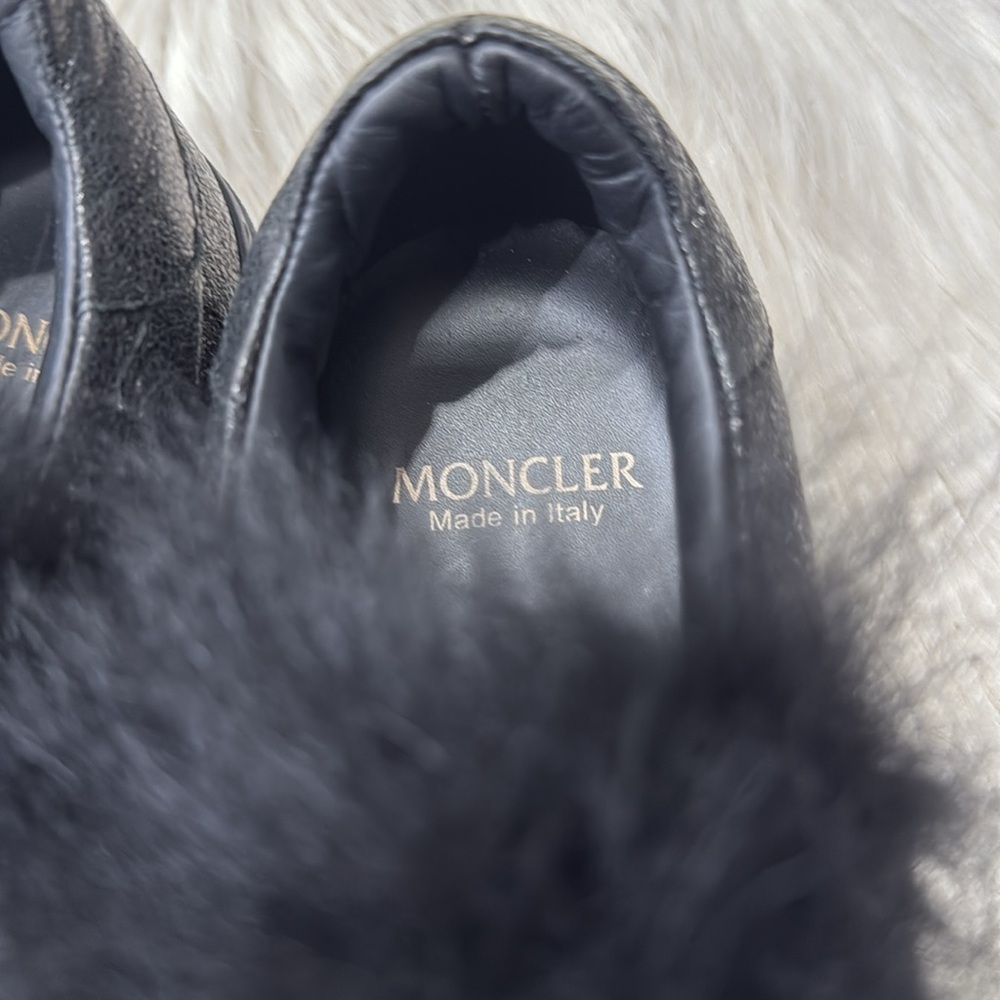 MONCLER Victoire Leather Fur Sneakers - Picture 4 of 11